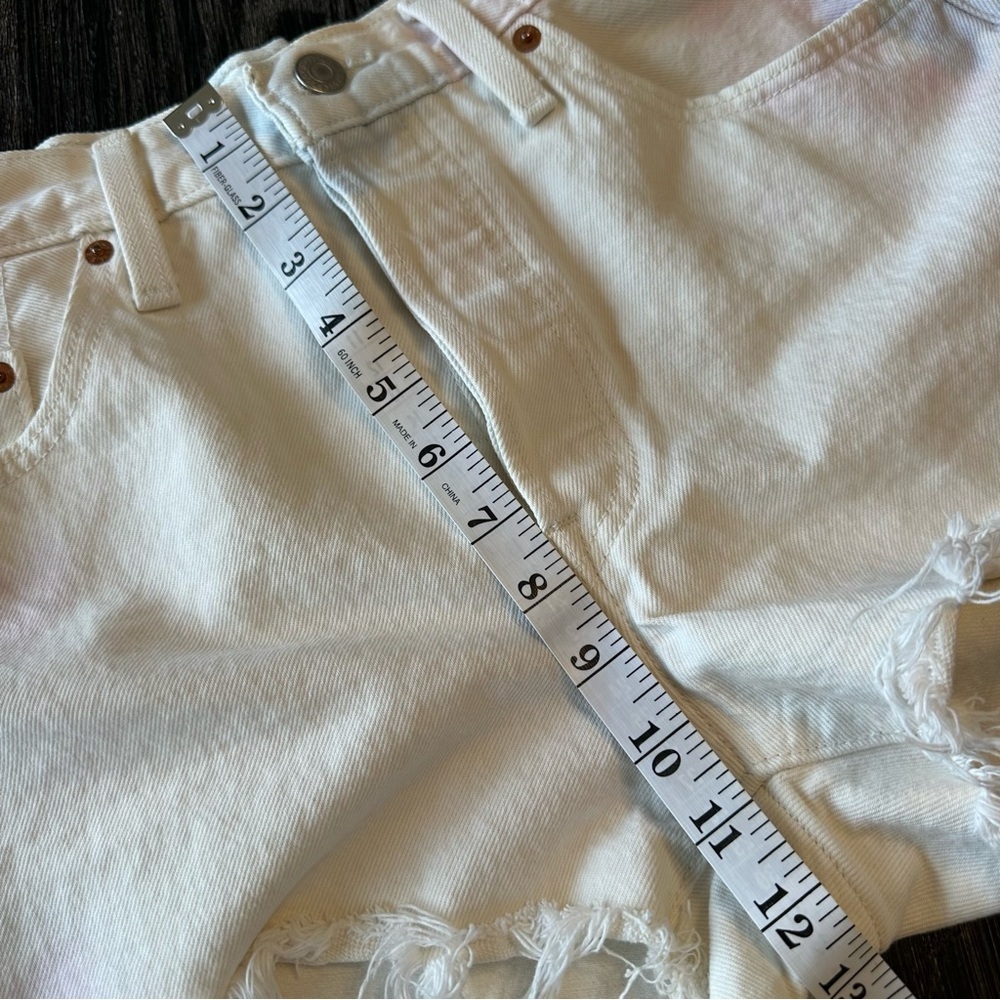 Levi 501 Jean Cutoff Shorts Cream Pink Blue Tie Dye 100% Cotton, Size 29 - Picture 4 of 14